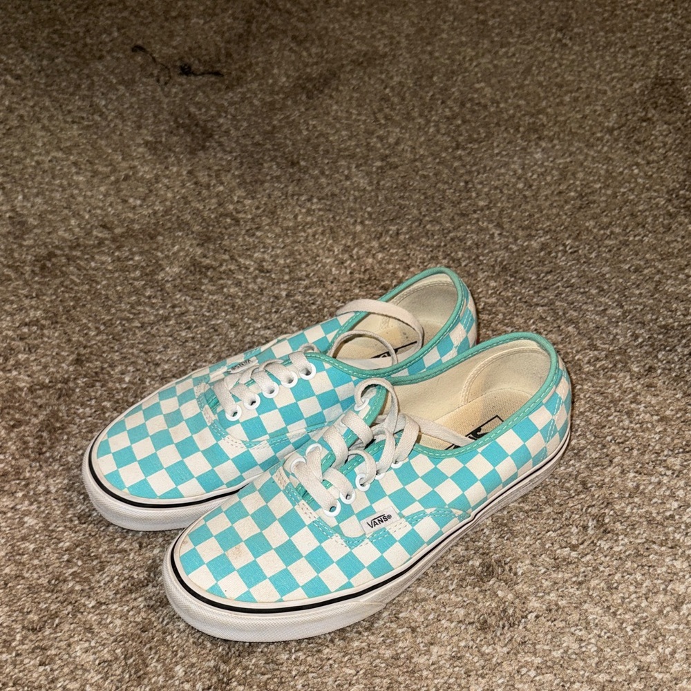 Vans Checkered Teal and White Women’s Shoes